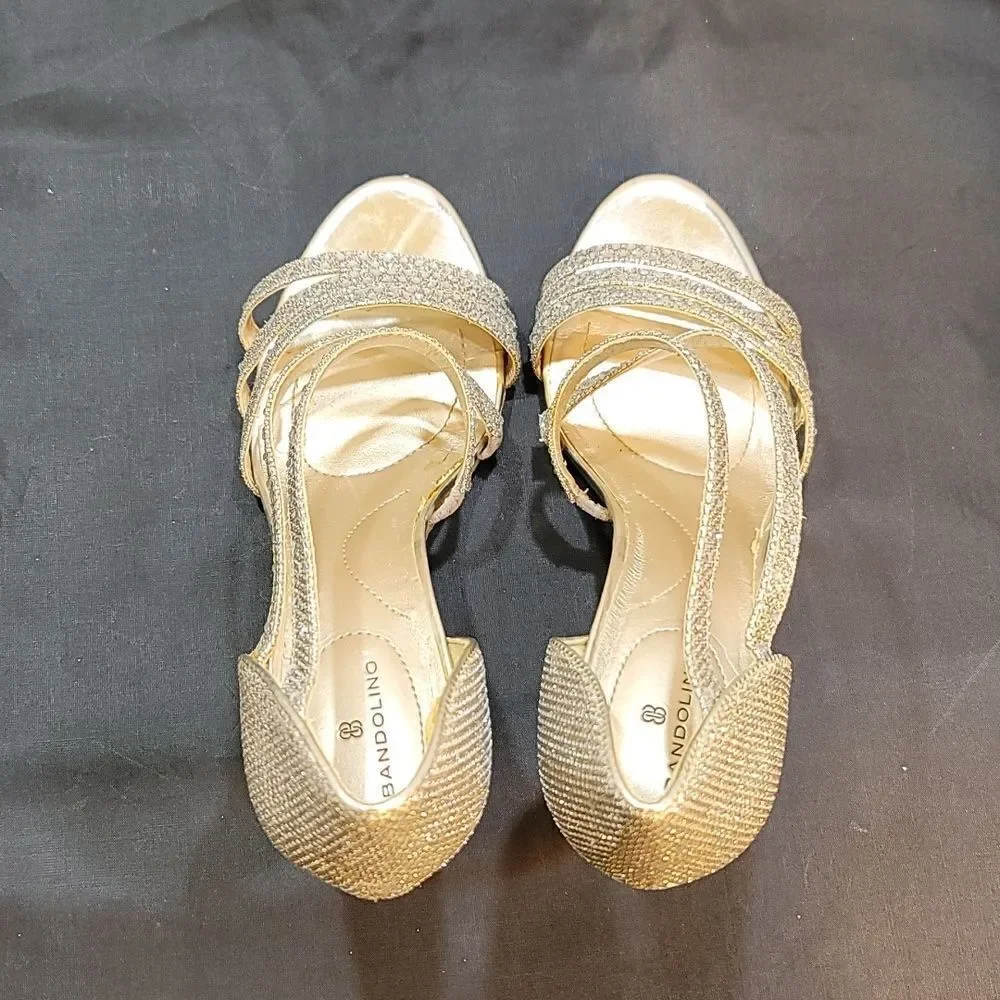 BANDOLINO JEWEL STUDDED ROUND OPEN-TOE HEEL SANDAL